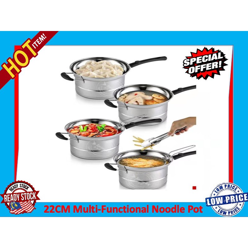🇲🇾READY STOCK🇲🇾 Multifunction Cooking Pot Pan Deep Fry Fryer Steam Stew