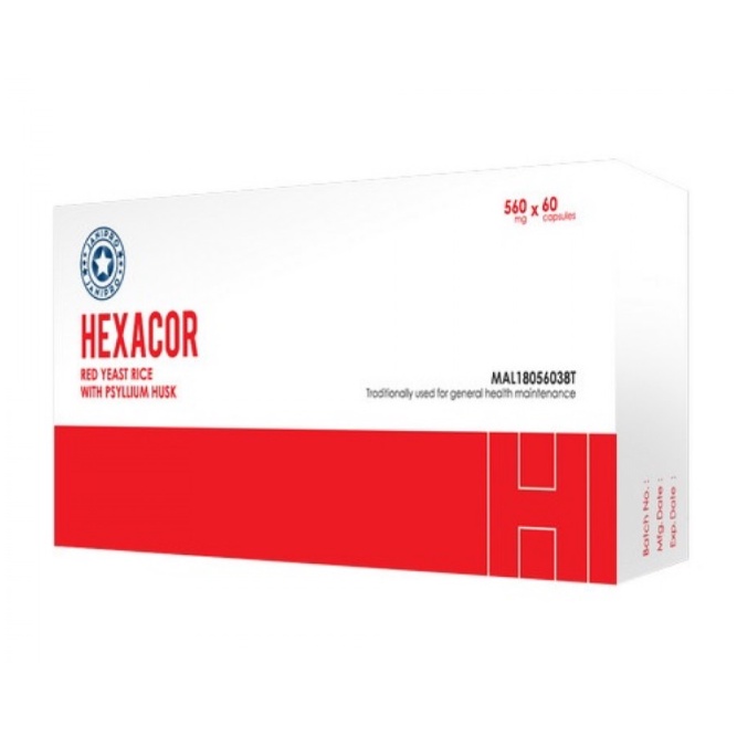 JANIPRO HEXACOR 560MG 60 CAPSULES (RED YEAST RICE, PSYLLIUM HUSK