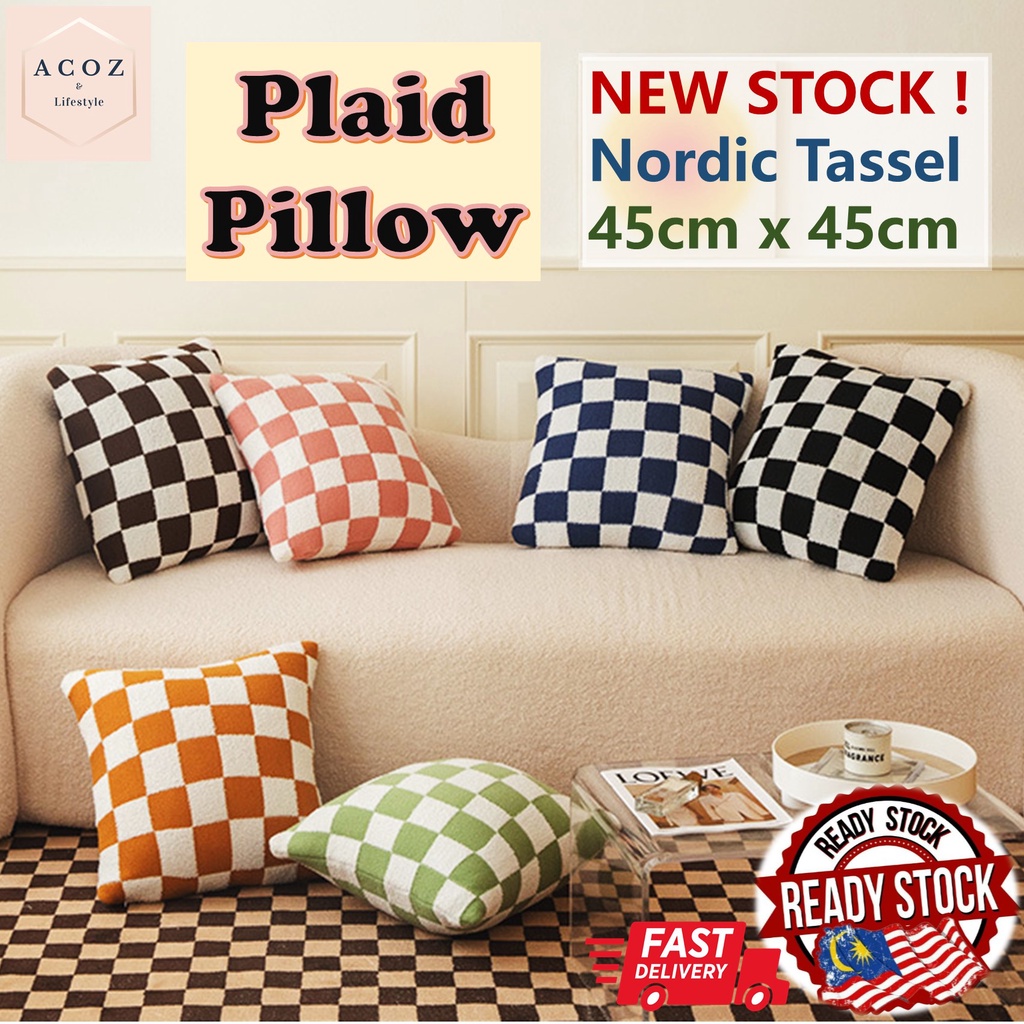 ACOZ💥Malaysia Ready Stock 45x45cm💥 Colorful Plaid Design sofa pillow