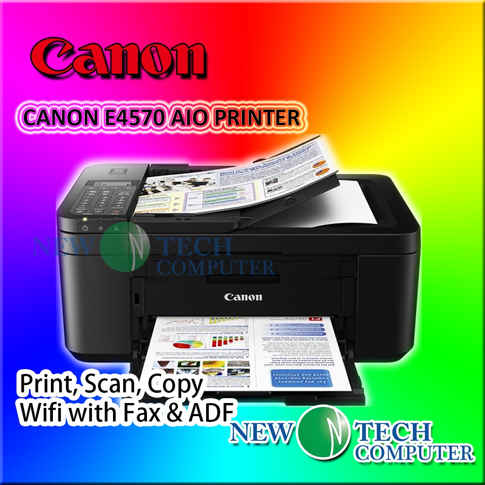 CANON E4570 AIO PIXMA WIELESS PRINTER WITH FAX ( WIFI PRINTING )( INCLUDED INK CARTRIDGE