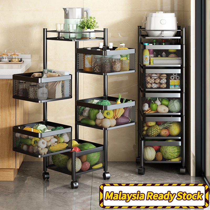 Rotating Rak Stainless Steel Storage Rak Kitchen Organizer Bathroom ...