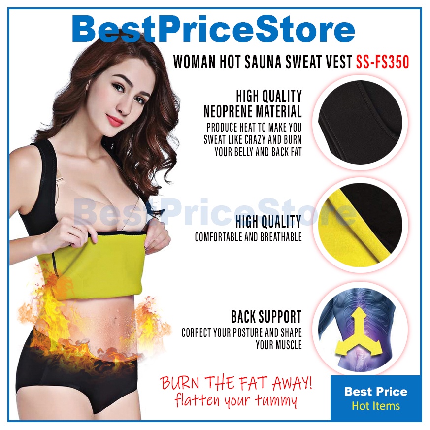 BPS Sauna Suit Women Clothing Single Toxin Free Neoprene Sweat Shirt Trainer Vest Weight Loss Slimming Fitness SS FS350 Shopee Malaysia