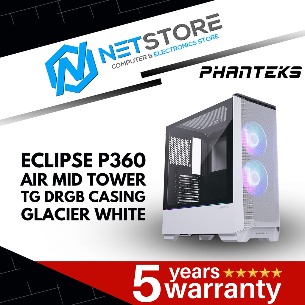 PHANTEKS ECLIPSE P360 AIR MID TOWER TG DRGB CASING GLACIER WHITE - PH ...