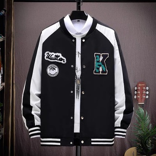 Baseball Uniform Men Clothing Korean And Hong Kong Style Jacket Loose Tide  Flight Jacket Button All-match Retro Boy Coat