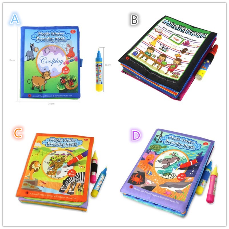COOLPLAY Magic Water Drawing Book Coloring Book Doodle & Magic Pen Painting  Drawing Board For Kids Toys Birthday Gift