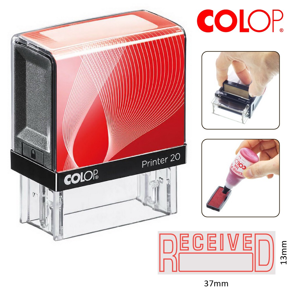 E28 RECEIVED (Box) Colop Printer 20 Ready Made Stock Rubber Stamp Chop ...