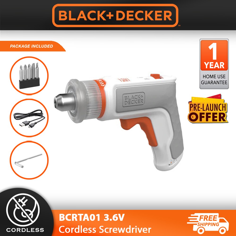 Black+Decker BCRTA01-XJ HEXDRIVERTM Universal Electric Screwdriver for  Furniture : : DIY & Tools