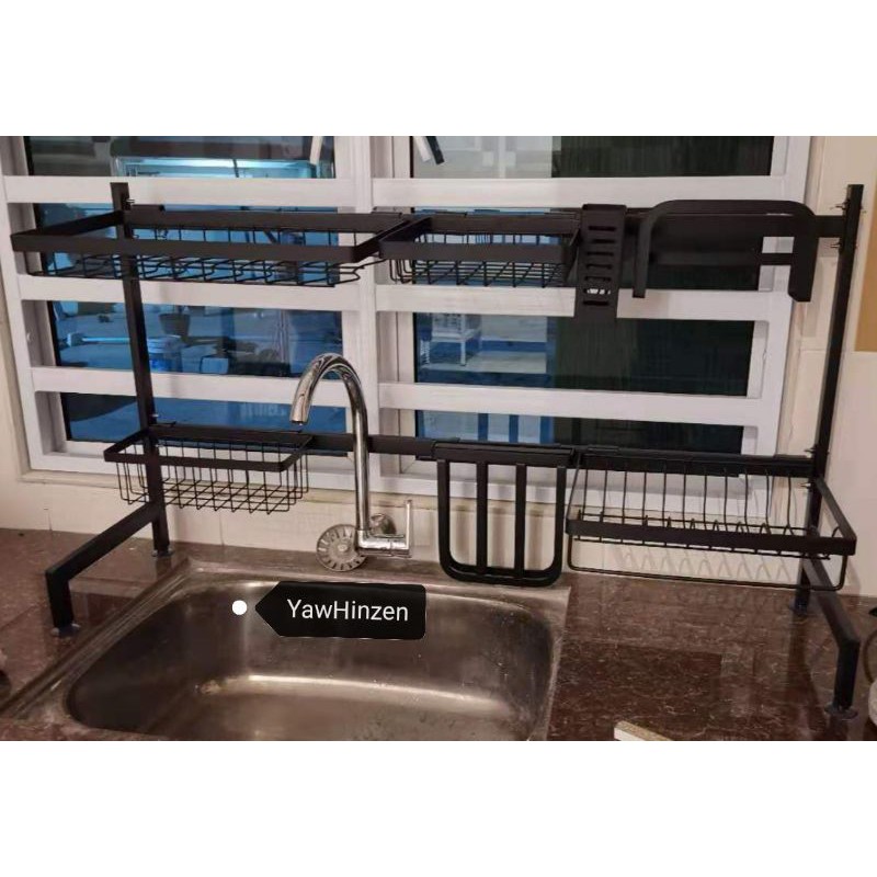 95cm SUS304 Single Tier Dish Rack (Chrome with Matte Black) | Shopee ...