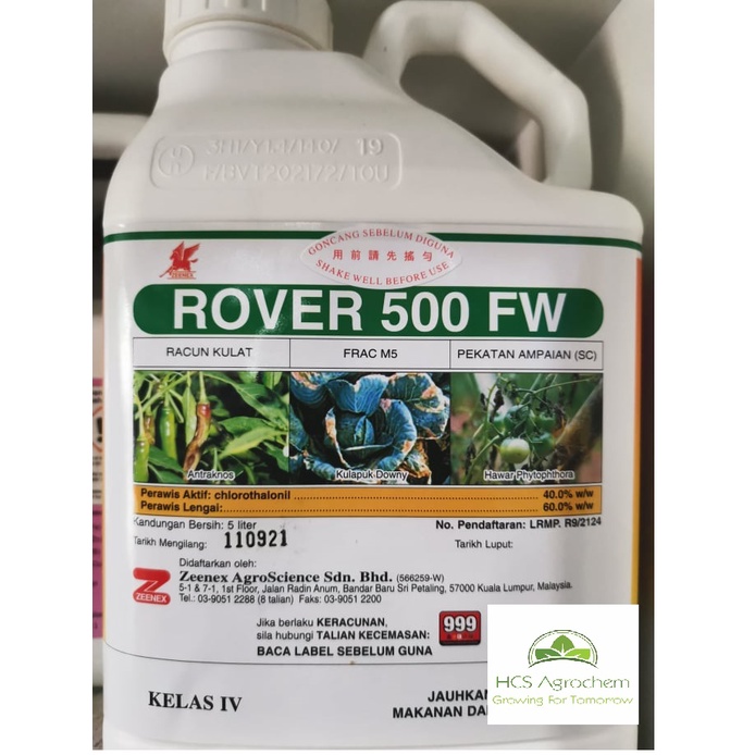 (+-5L) Racun kulat chlorothalonil-- 40.0% Rover 500FW | Shopee Malaysia