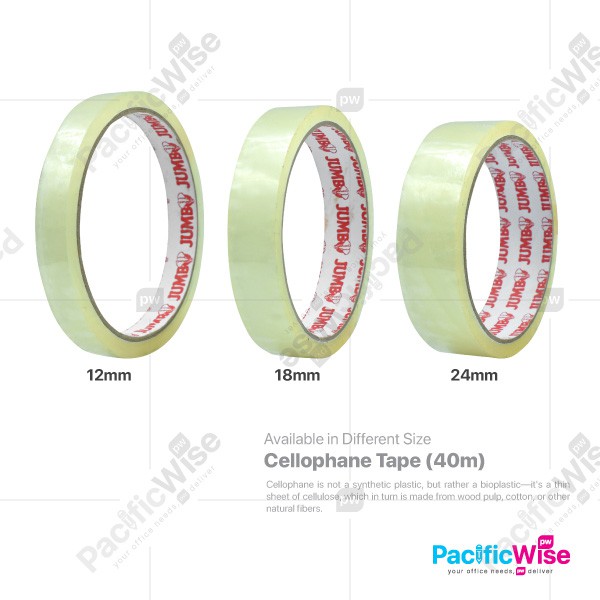 Jumbo/Cellophane Tape/Selofan Tape/Tape/12mmx40m/18mmx40m/24mmx40m