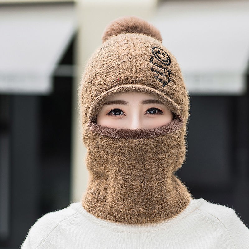 Menunggang basikal elektrik topi wol sehelai bulu wanita dicampur