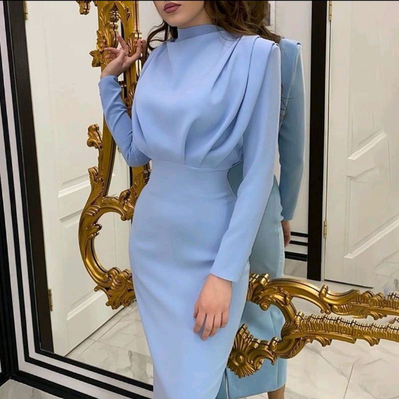 Baby blue maxi dress with sleeves best sale