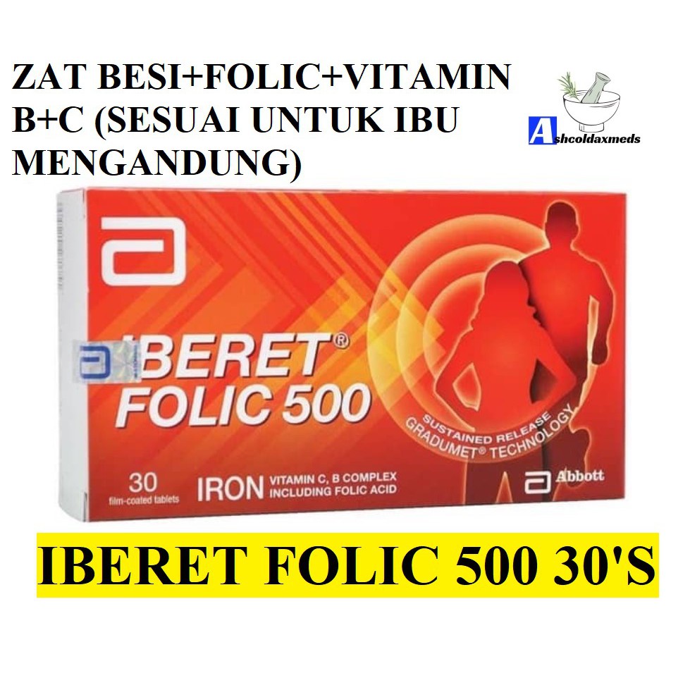 Iberet folic 500 30's (Tambah Darah/Sesuai untuk ibu mengandung) EXP ...