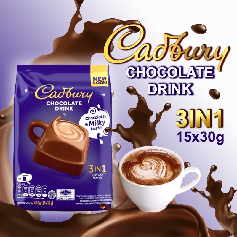 Buy CADBURY 3in1 Chocolate Powder Drink 15x30g for only RM15.99
