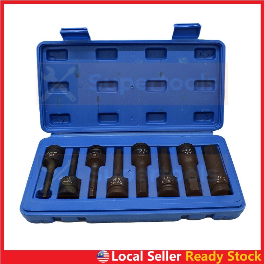 8pcs 1/2" Inch Hex Impact Socket Bit H5H19 Heavy Duty Air Gun Allen