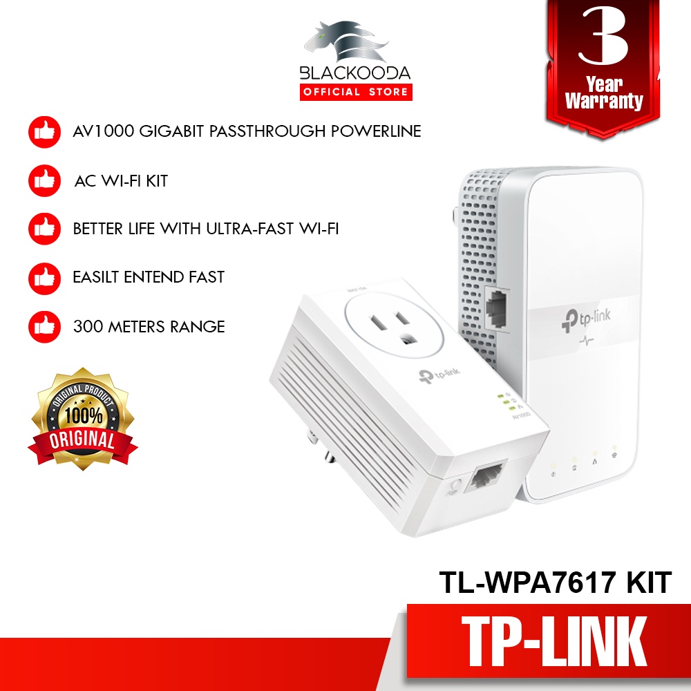 TP-LINK Onemesh AV1000 AC1200(2.4Ghz+5Ghz) Gigabit Dual Band Passthrough  Powerline WIFI Wireless Adapter TL-WPA7617 KIT