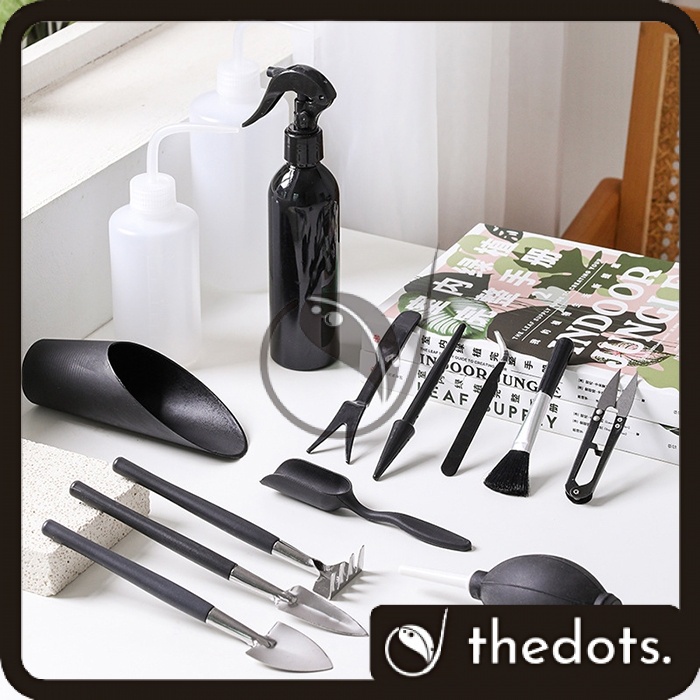 THEDOTS Black Edition Gardening Tools Set Beginner Planting Kit Cactus ...