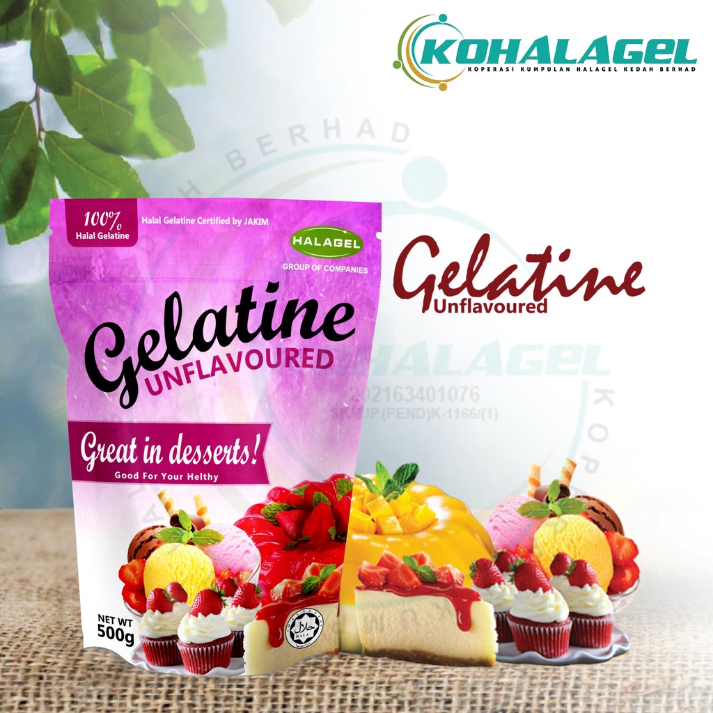 HALAGEL® Edible Halal Gelatin Unflavored Gelatin Tanpa Perisa