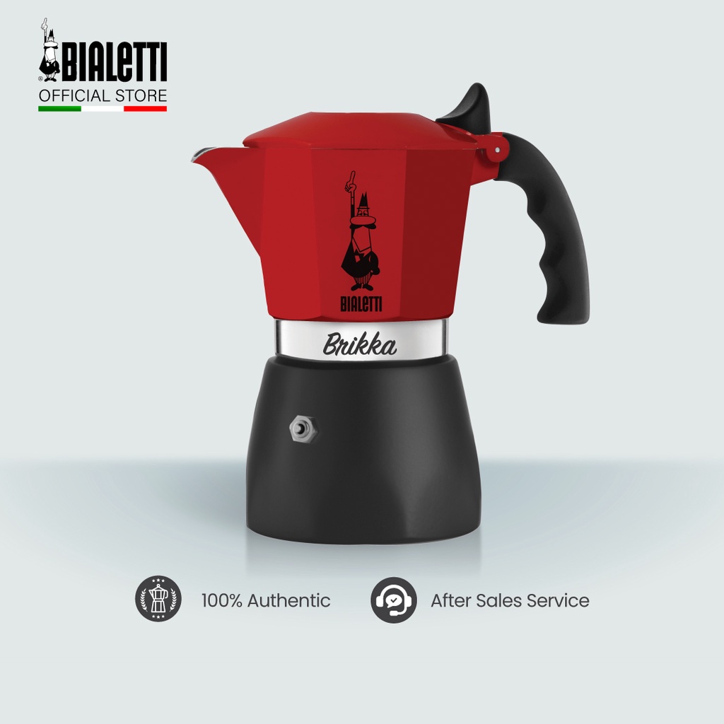 Bialetti Brikka Red Moka Pot Italian Ground Coffee Espresso Maker Stovetop LongLasting Aluminum