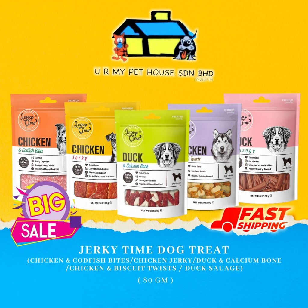Jerky Time Dog Treat (Chicken & Codfish Bites/Chicken Jerky/Duck