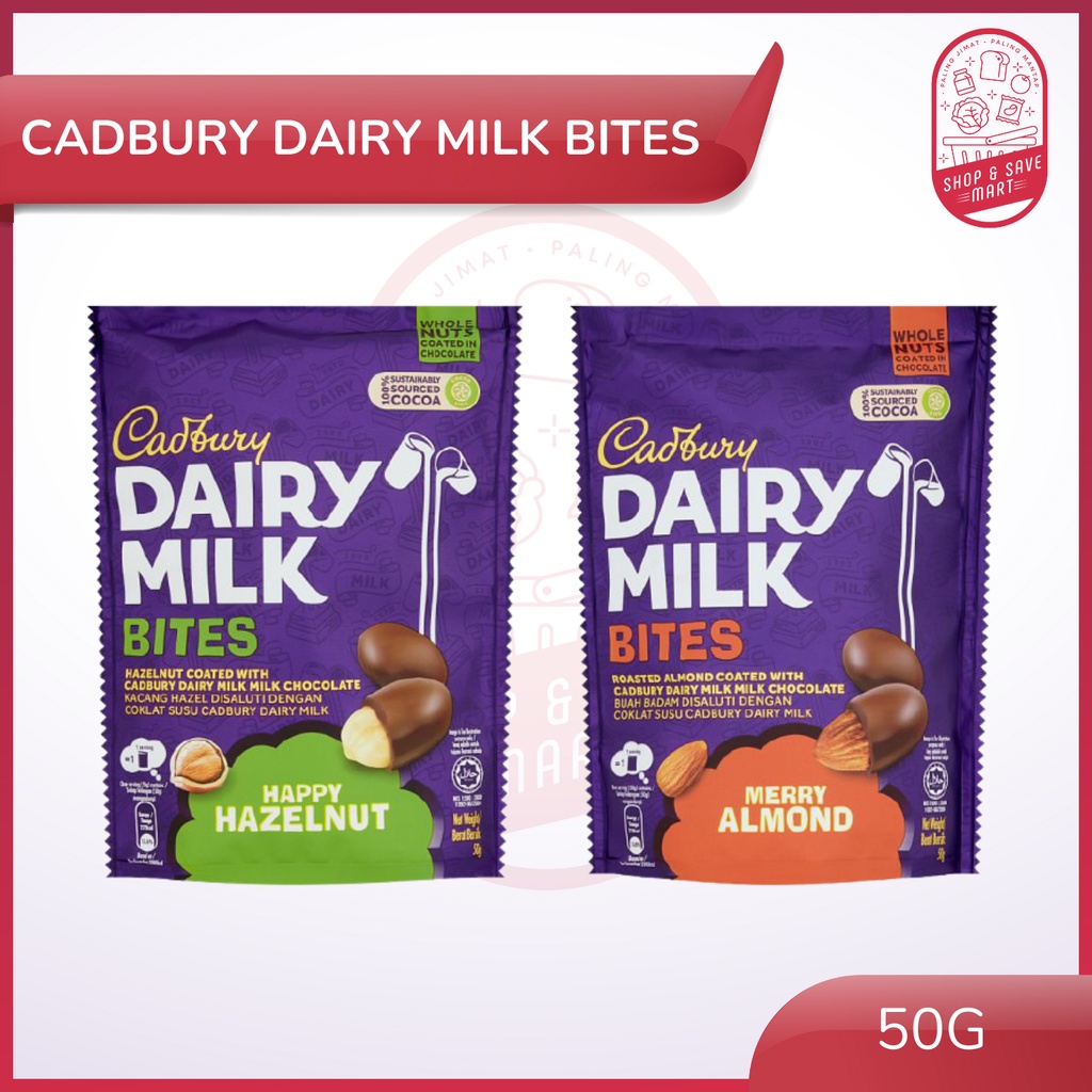 Cadbury Dairy Milk Bites 50g (Flavor Happy Hazelnut / Merry Almond