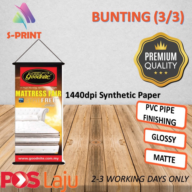 BANNER BUNTING PRINTING 380GSM LARGE SIZE Murah Kelas Raya Birthday 2 ...