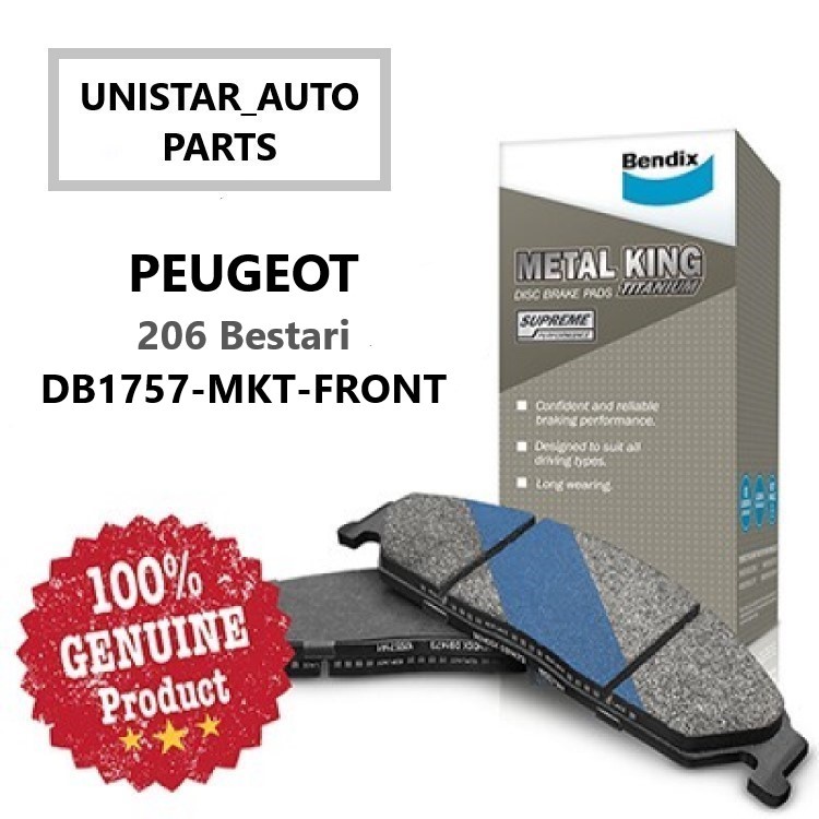 Original Bendix DB1757MKT Front Brake Pad - Peugeot 206 | Shopee Malaysia