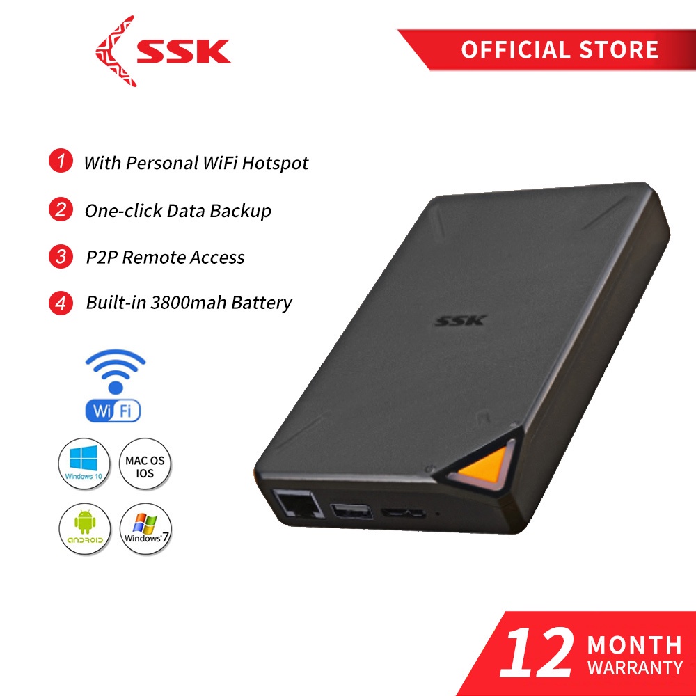 SSK 2TB NAS Personal Cloud Network Attached Storage WiFi HDD Storage With Hotspot Support remote