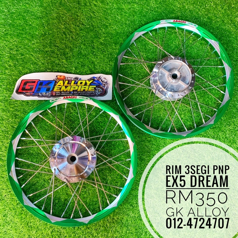 🔥🔥RIM ALLOY PYRAMID HIJAU 17 x 1.40 SIAP HUB CHROM DAN LIDI CHROME PNP ...