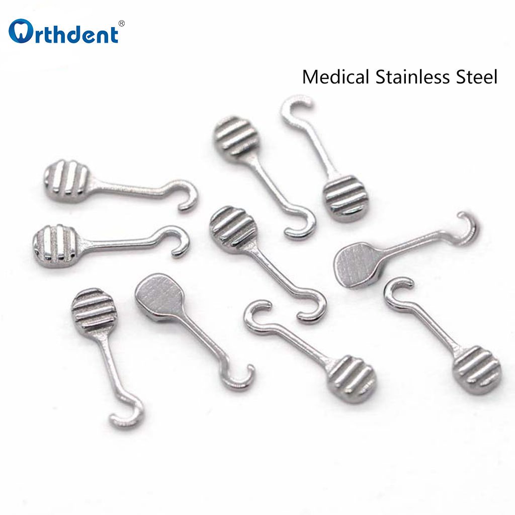 10 Packs Dental Orthodontic Sliding Crimpable Hook Metal Bonding ...