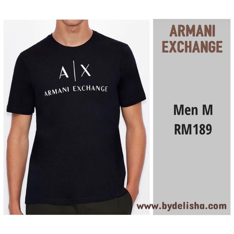 Armani Exchange Men M T shirt AX Logo Black Shopee Malaysia