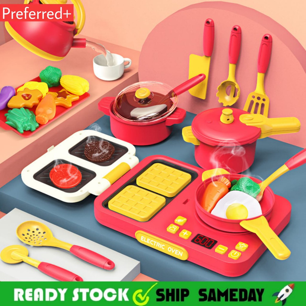 Kitchen Pretend Play Toys Set With Food & Utensil Educational Toy Kids ...