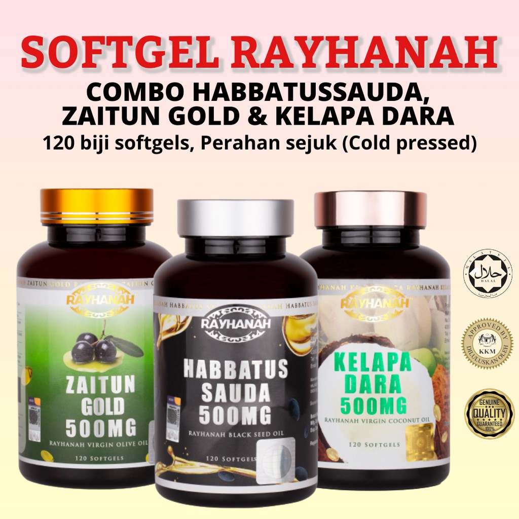 💥100% Ori💥 RAYHANAH COMBO HABBATUS SAUDA, ZAITUN GOLD & MINYAK KELAPA ...