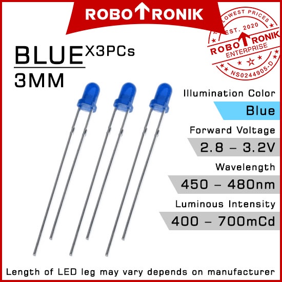 LED 3mm 5mm 10mm Diffused / Clear [Red Green Yellow Blue Orange Purple ...