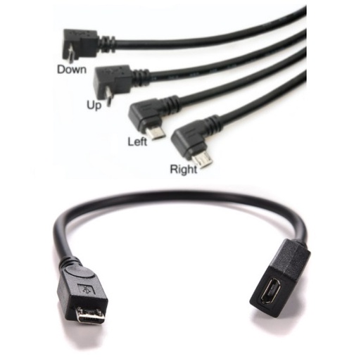 USB Micro B Male To Female Micro Straight Up Angle Right Cable | Shopee ...