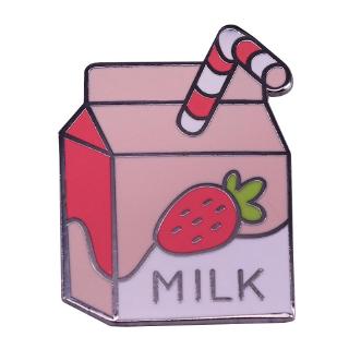 Strawberry milk carton pin cute pastel creative drinks accessory ...