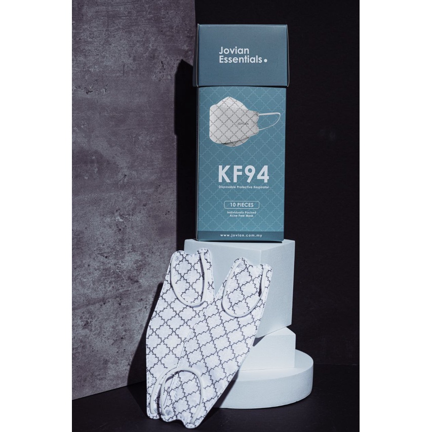 READY STOCK!!! Jovian Disposable KF94 Monogram Mask in White Earloop