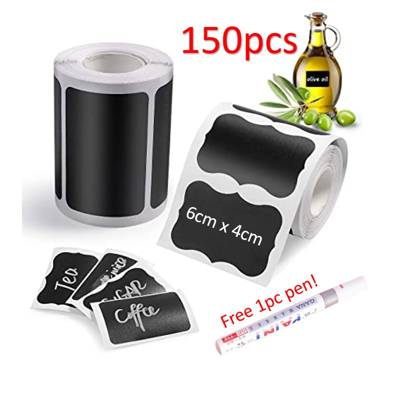 150pcs [Large] Label Dapur / Blackboard Sticker – Label Botol Besar ...