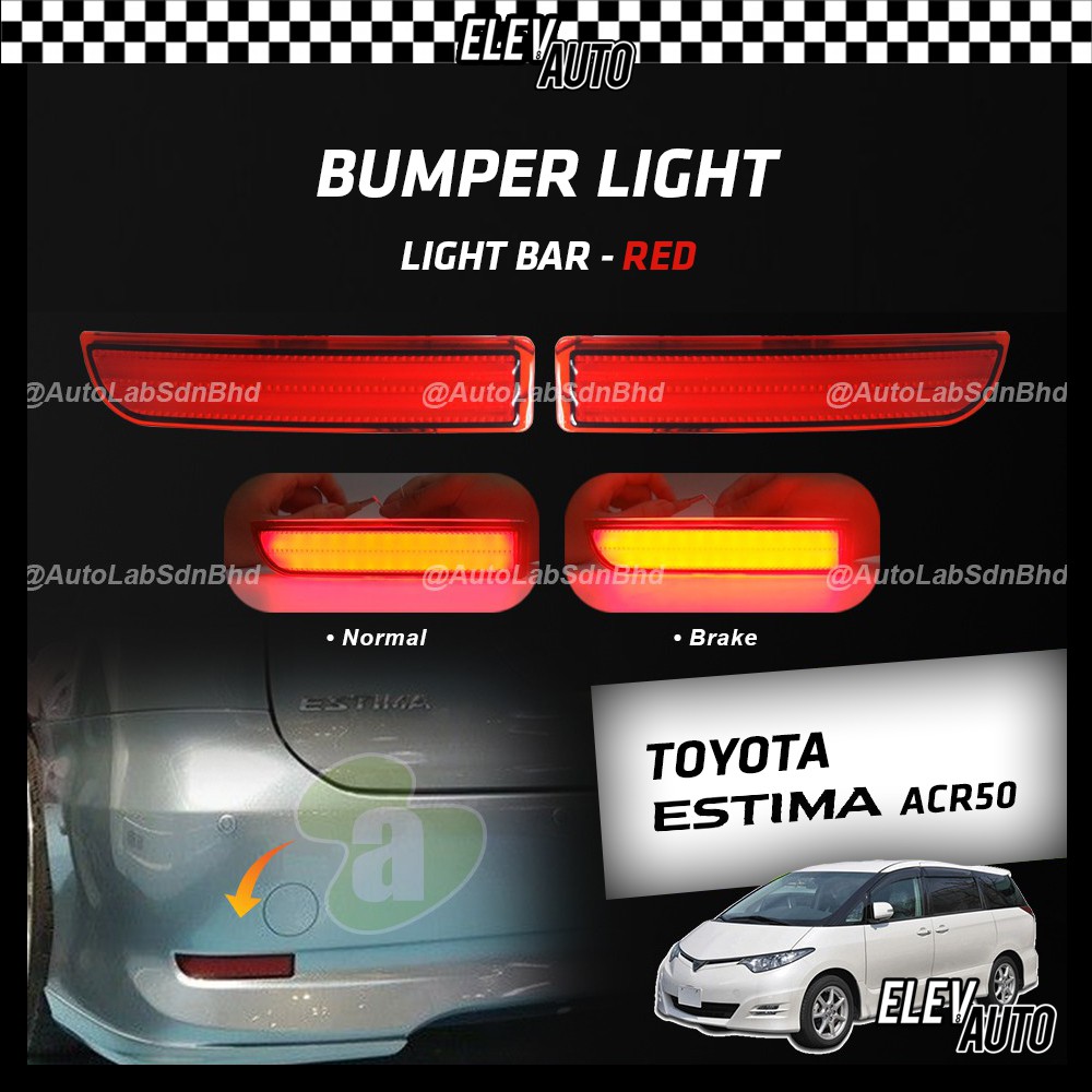 Toyota Estima ACR50 Rear Bumper Light Bar With Red LED Light 2 in 1 ...