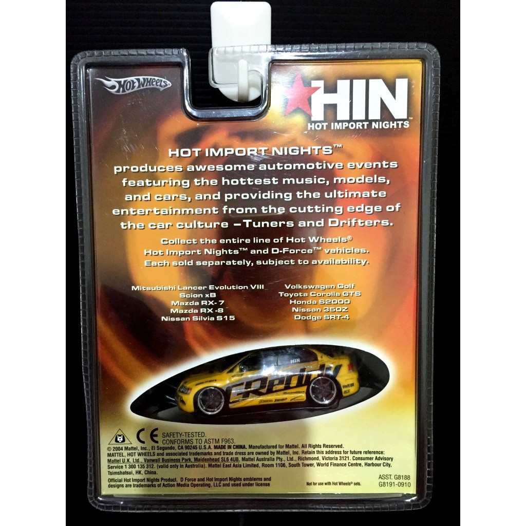 HOT WHEELS HIN HOT IMPORT buy NIGHTS MITSUBISHI LANCER EVOLUTION VIII YELLOW