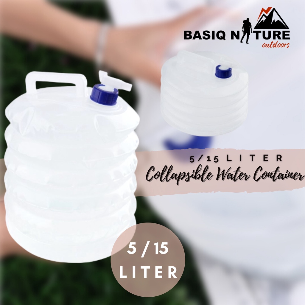 BasiqNature 5L/15L Collapsible Foldable Outdoor Water Container Storage ...