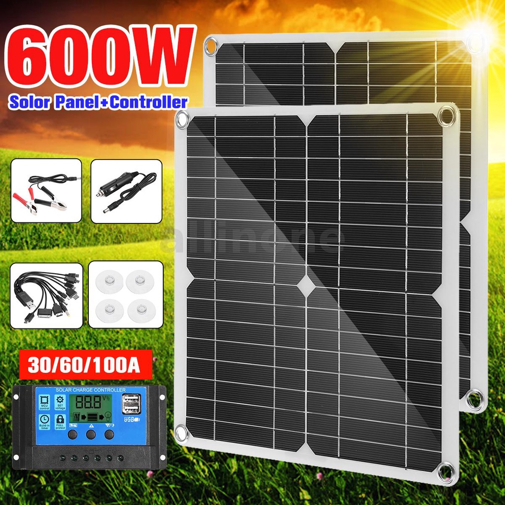 Solar Panel Kit 600w Solar Panel Flexible Solar Charger Panel Module With Controller For Rv Boat 9906