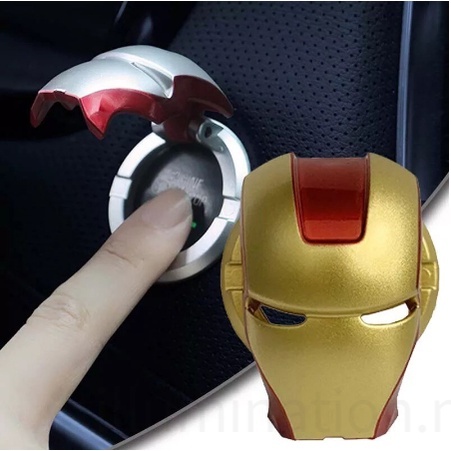 Iron Man Universal Car Power Button Cover Decor Sticker Car One-Click ...