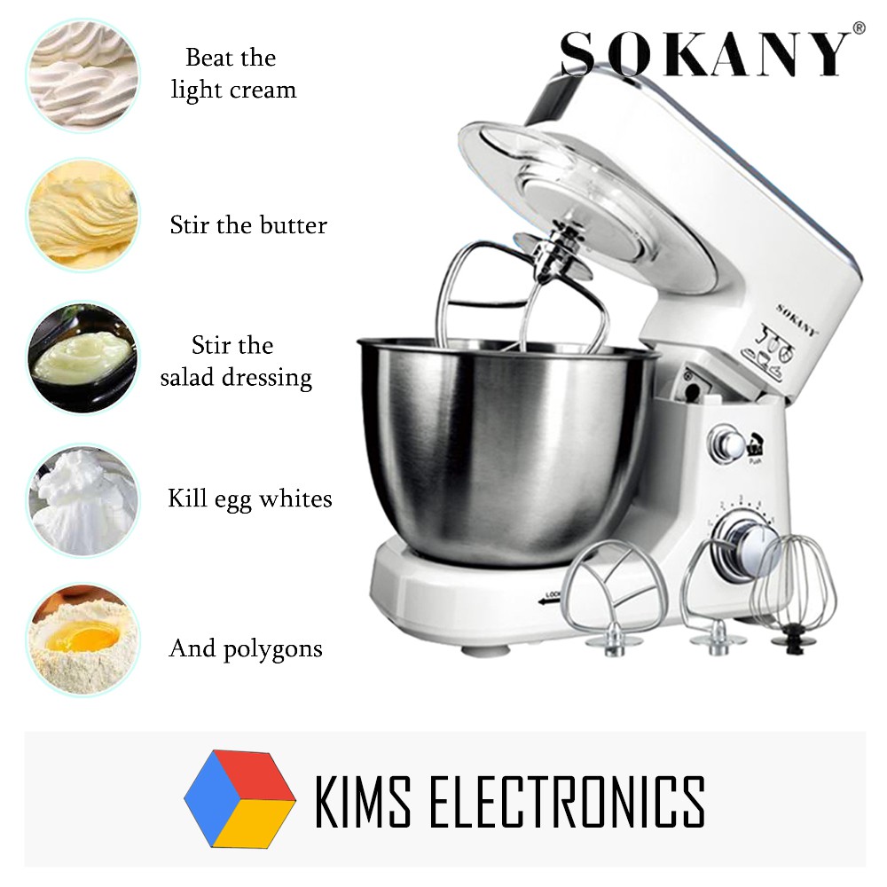 4L Stainless Steel Bowl 6-speed Kitchen Food Stand Mixer Cream Egg