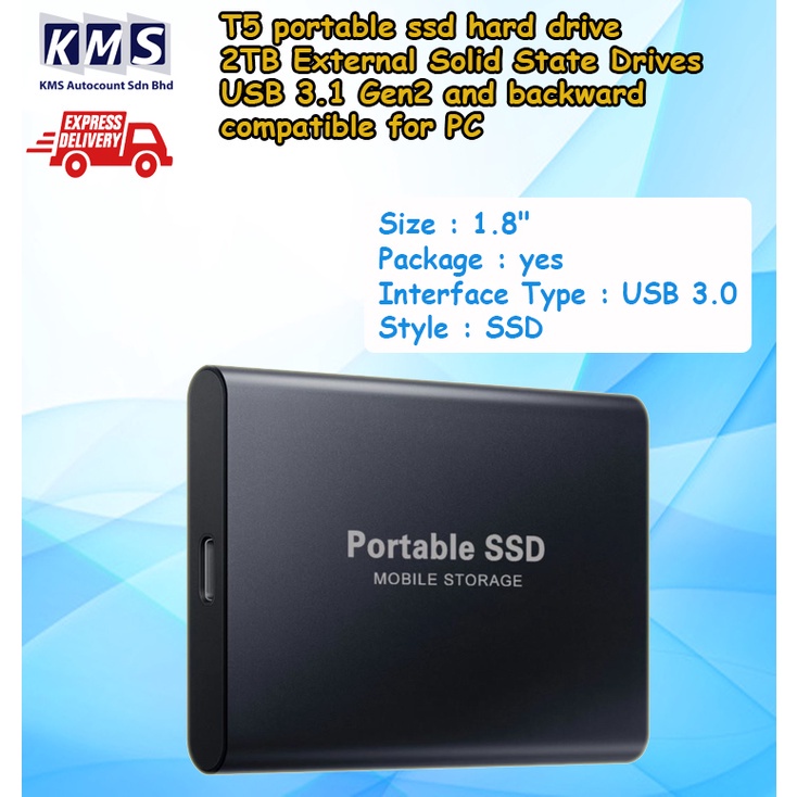 T5 portable ssd hard drive 2TB External Solid State Drives USB 3.1 Gen2 ...