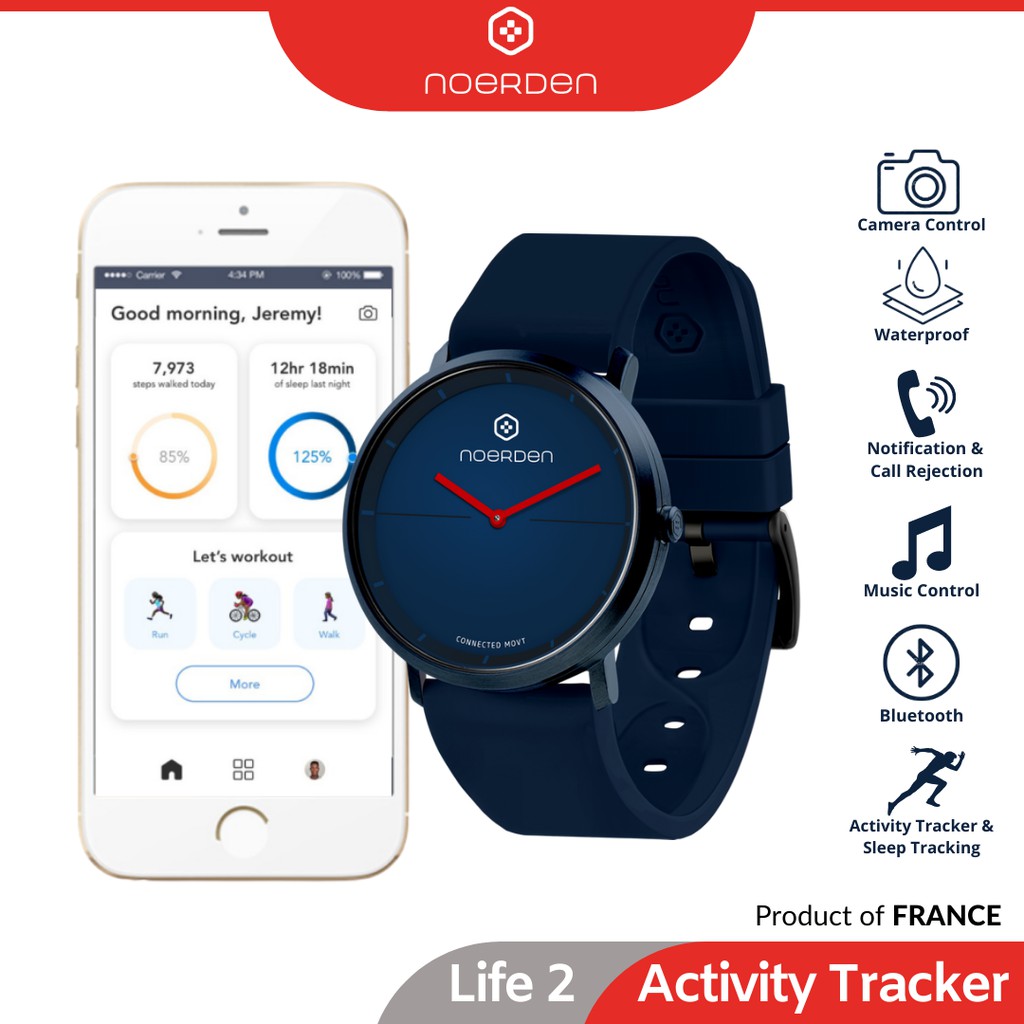 NOERDEN Life2 Hybrid Smartwatch Silicone Fitness Tracker Workout Bluetooth Smart Watch Jam Pintar Navy 38mm PNW 0400 Shopee Malaysia