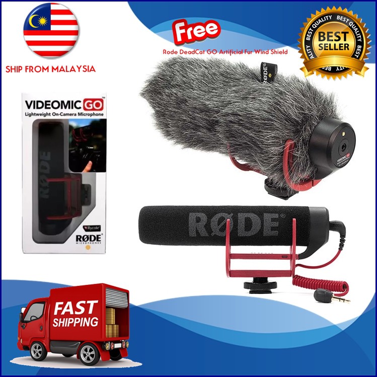 Rode VideoMic Video Mic GO On Camera Shotgun Microphone and Dead Cat