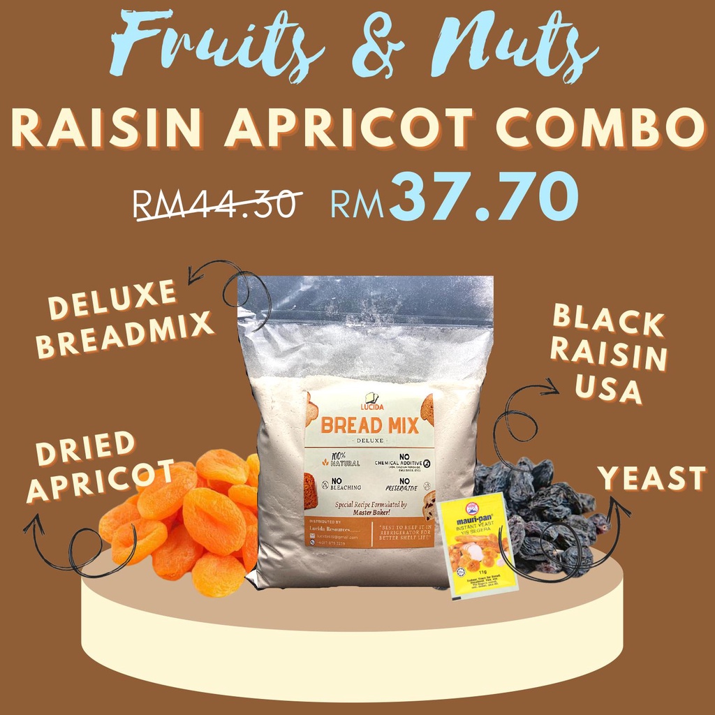 Raisin Apricot Bread Mix COMBO / Tepung Premix Kismis Aprikot Set 1KG Shopee Malaysia
