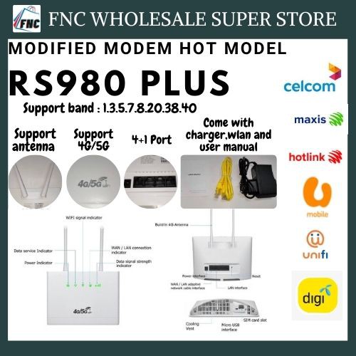 Modified Modem Rs980PLus /Rs980+ /Modem unlimited/Modem berkuality