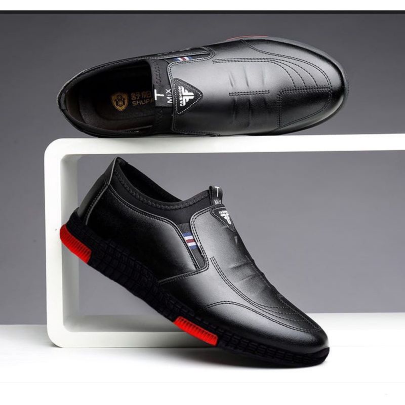 HITAM PRIA !! Black Shoes Men Office Shoes premium Shoes slipon Office